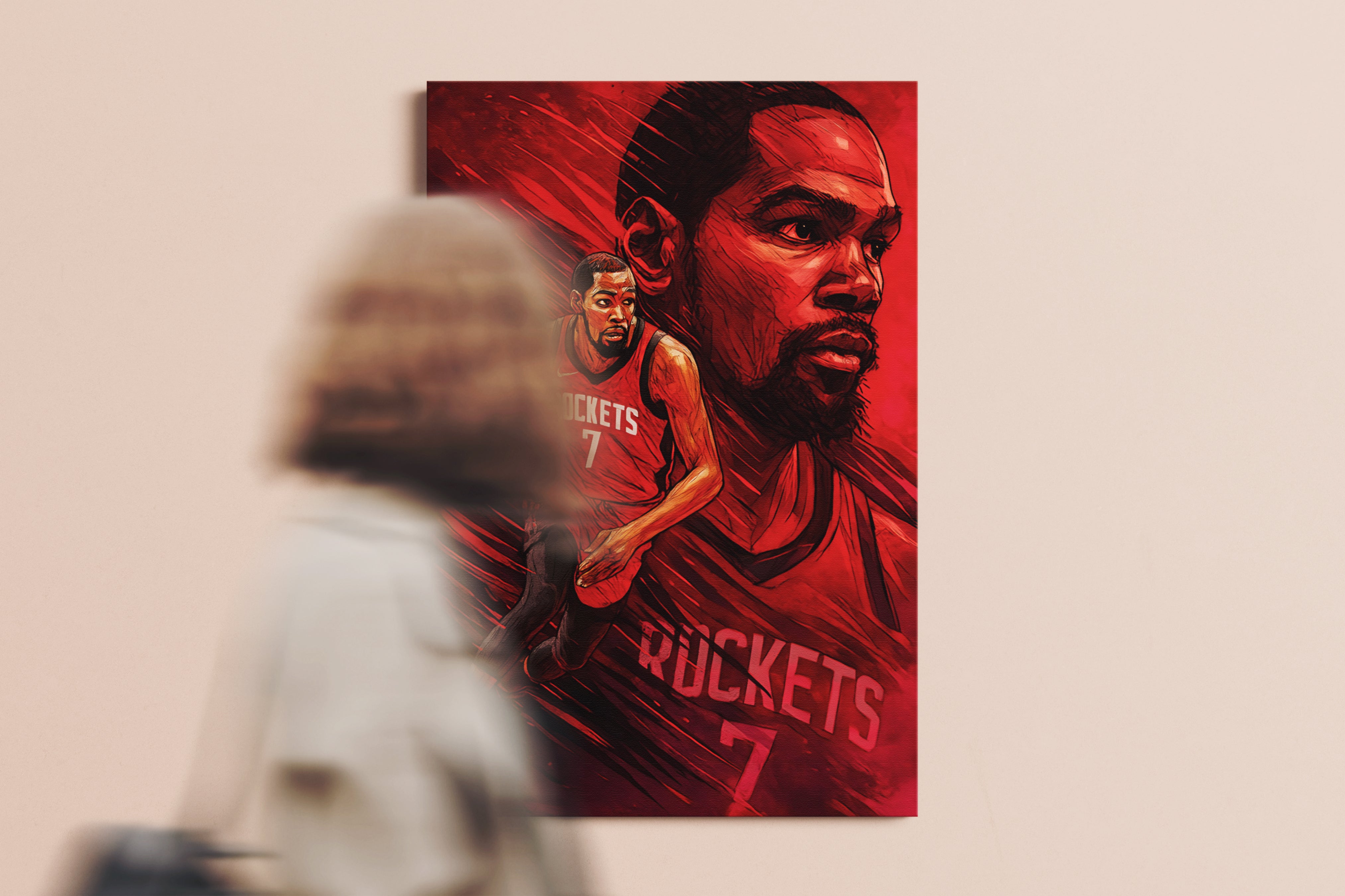 Kevin Durant Rockets Poster or Wrapped Canvas
